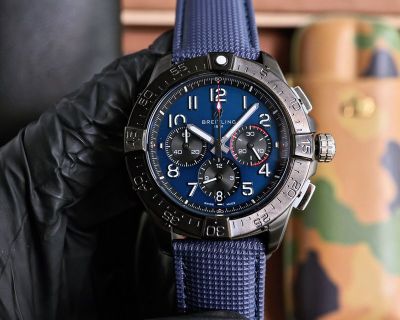 Breitling Avenger Complications Japan Quartz 43mm Italian Cowhide Strap Blue Dial Watch